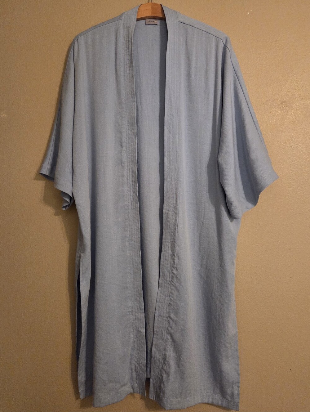 CHICO'S Light Blue Tencal/Lyocell Blend Long Line Open Front Kimono Duster Robe